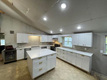 Large natural stone kitchen island