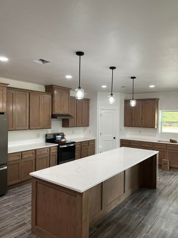 Large natural stone kitchen island